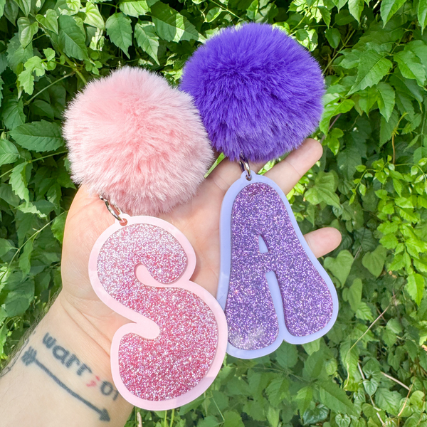 Personalized Boho PomPom Keychain